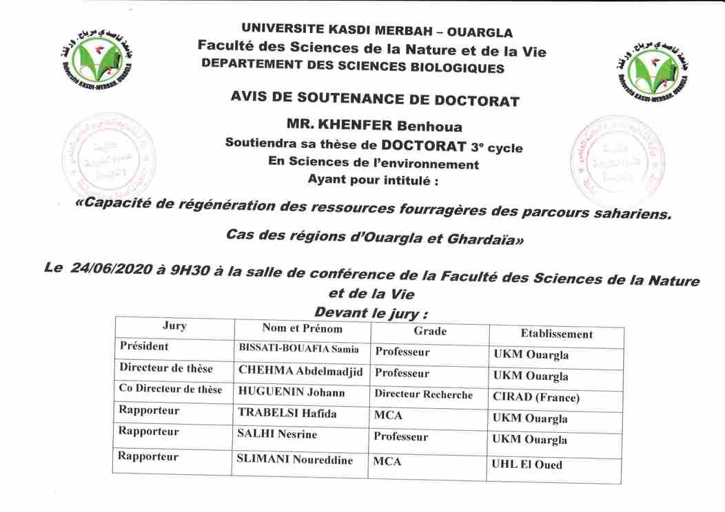 avis soutenance Khenfar Benhoua
